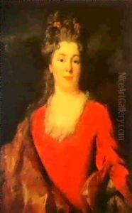 Portrait De La Marquise De Brisay En Buste                  Sur Fond De Paysage by Nicolas de Largilliere