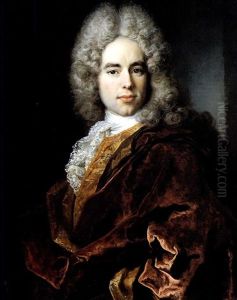 Portrait Of A Gentleman, Half Length, Wearing A Lace Jabot  And Burgundy Cloak.