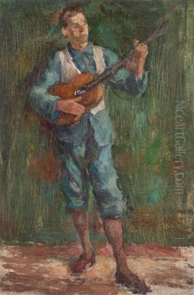 Portret Malarza Juliusza Studnickiego Z Gitara - view 1