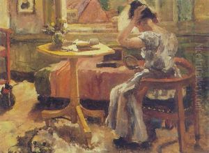 A Lady Doing Her Hair