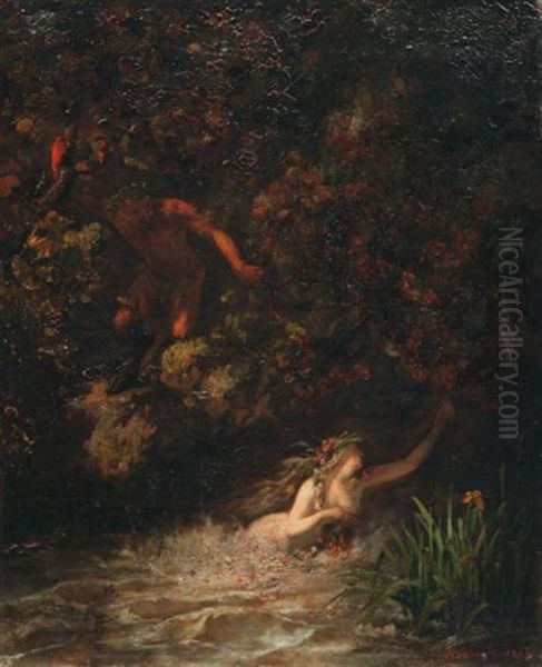 Satyre Surprenant Une Nymphe - view 1
