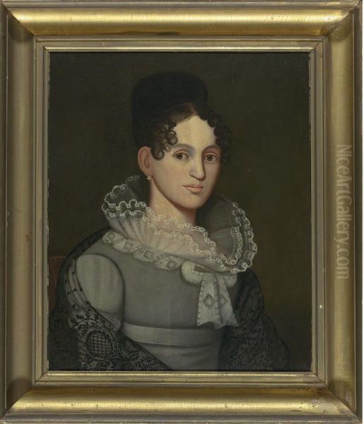 Portrait Of A Young Girl With Ruffled Collar And Black Lace Shawl - view 1