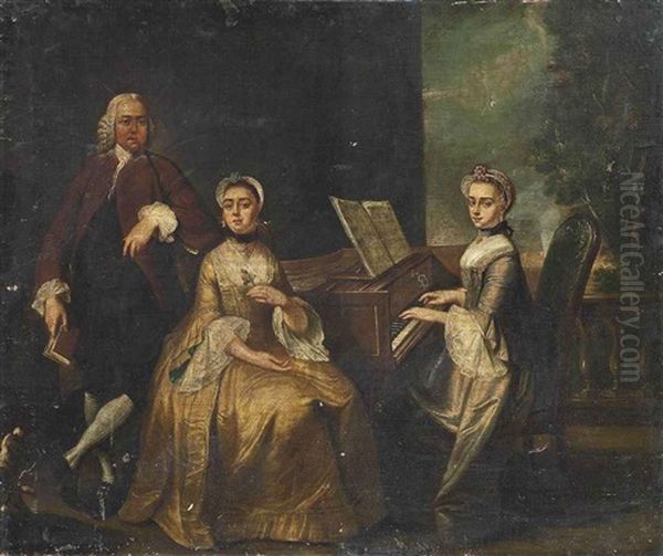 Portrait Of A Family Around A Harpsichord - view 1