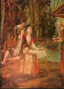 Rustic Courtship Outside A Tavern by Marcellus Laroon the Younger