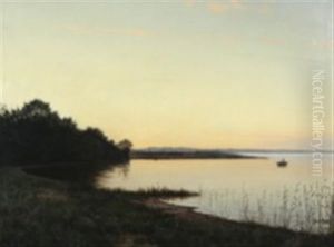 Ved Mos So, Aften, Jylland by Adolf Alfred Larsen