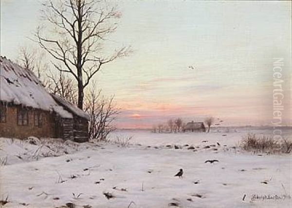 Danish Winter Landscape At Sunset - view 1
