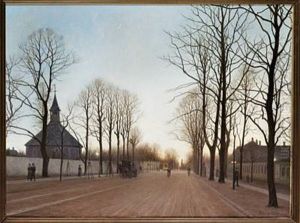 View Of Frederiksberg Alle And Frederiksberg Church by Adolf Alfred Larsen
