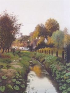 A Farmstead Beside A Stream