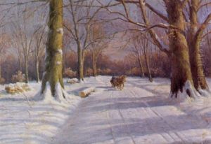 Winterwald Mit Pferdeschlitten by Alfred (Valdemar) Larsen
