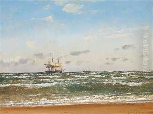 Marine Med Et Amerikansk Linieskib by Carl Frederick Emmanuel Larsen