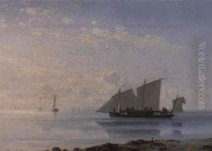 Kanonbad Ud For Kysten by Carl Frederick Emmanuel Larsen