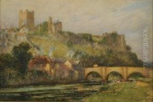 Richmond, North Yorkshire. The Castle And Town Viewedfrom The River Richmond, North Yorkshire. The Castle And Town Viewedfrom The River