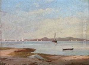 Coastal Scape With Sailing Ships by Emanuel Larsen