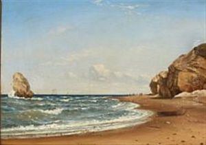 Coastal Scene With Skarreklit Near Bulbjerg, Denmark by Emanuel Larsen