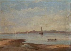 Coastal Scape With Sailing Ships by Emanuel Larsen