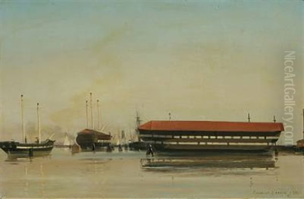 Seascape With A Ship In Copenhagen Harbour - view 1