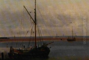 Skibe Ved En Hollandsk Kyst Skibe Ved En Hollandsk Kyst