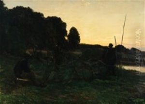 Landscape With Fishermen In The Sunset