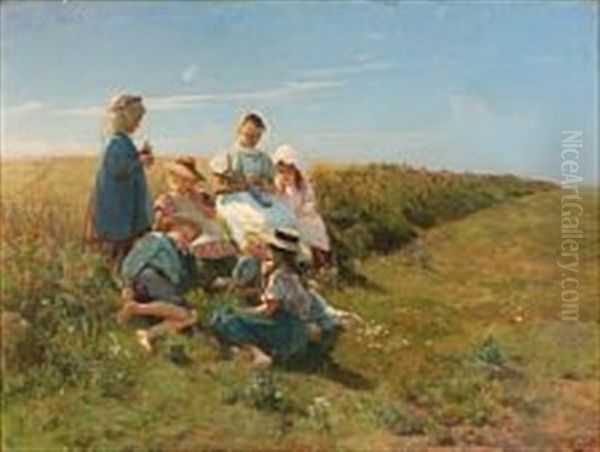 Children Binding Flower Wreaths - view 1