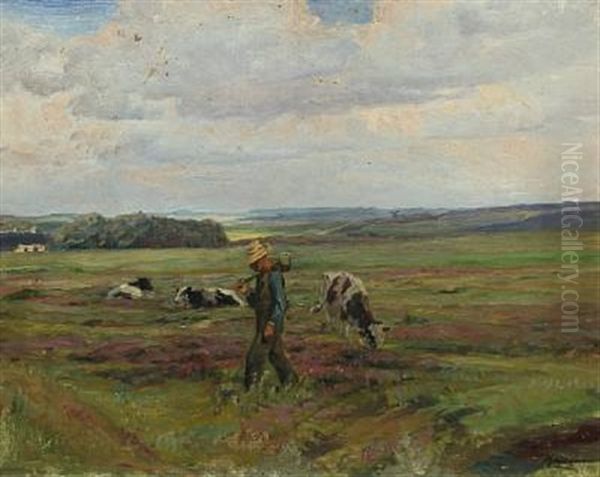 Heath Landscape With Cattle On Pasture - view 1
