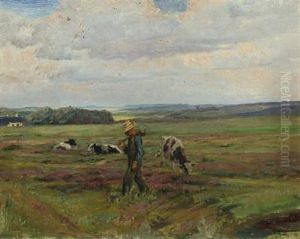 Heath Landscape With Cattle On Pasture