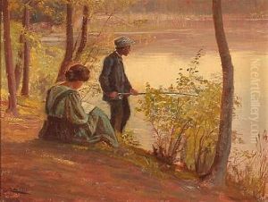 Young Couple At A Forest Lake