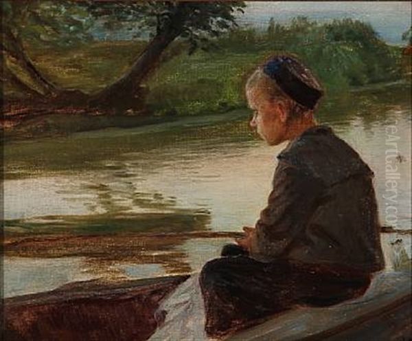A Young Boy Fishing - view 1