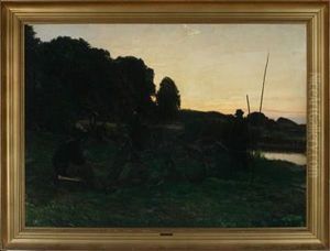 Landscape With Fishermen In The Sunset