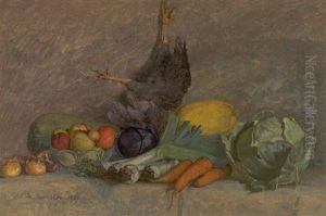 Opstilling Med Fjerkrae Og Gronstager by Frederik Larsen-Saerslov
