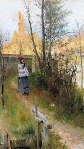 Karin I Grez, Hostmotiv (karin In Grez, Autumn Motif) by Carl Olof Larsson