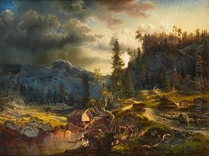 Bergslandskap Med Stugor