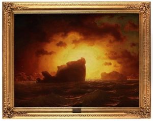 Solnedgang Bakom Klippor Vid Hav Solnedgang Bakom Klippor Vid Hav