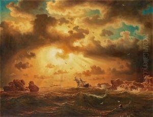 A Shipwreck By The Rocks