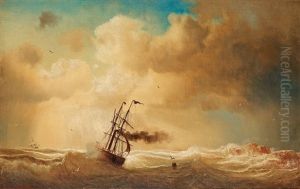 Ship On A Stormy Sea by Marcus Larsson