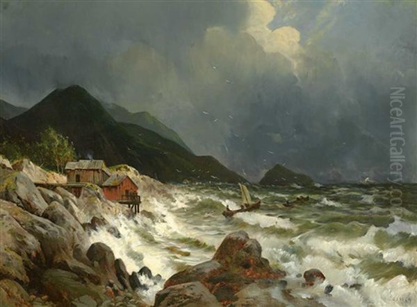 Sturmische Kustenlandschaft In Norwegen - view 1