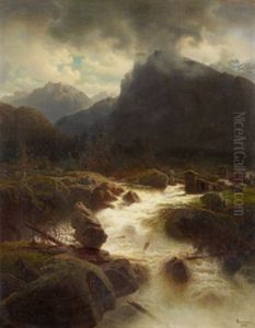 Brusande Fors I Bergslandskap by Marcus Larsson