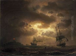Segelschiffe Auf Nachtlicher See by Marcus Larsson