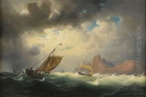 Skepp Pa Stormigt Hav by Marcus Larsson
