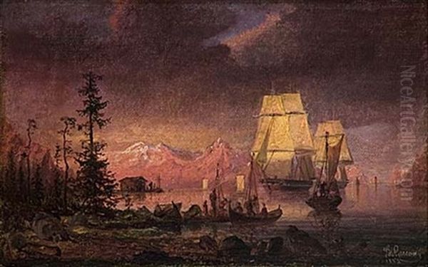 Fjordlandskap Med Fartyg - view 1