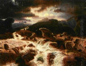 Landskap Med Foss by Marcus Larsson