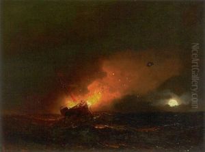 Manebelyst Marine Med Skib I Brand