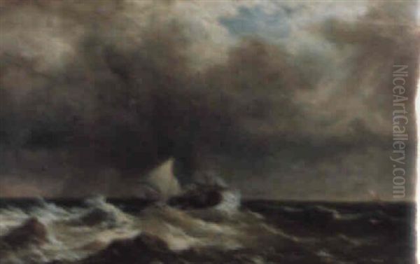 Segelfartyg Vid Stormig Kust - view 1