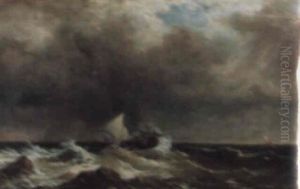 Segelfartyg Vid Stormig Kust Segelfartyg Vid Stormig Kust