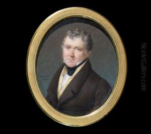 Portrait D'homme En Redingote Brune Et Gilet Jaune