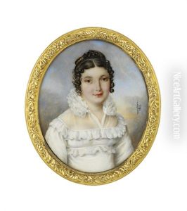 A Young Lady In White Mull Evening Gown