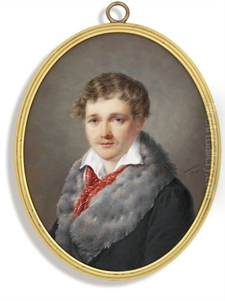 A Young Gentleman Called Alexandre L, In Fur-bordered Bottle Green Coat, Open White Shirt... - view 1