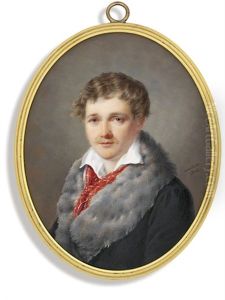 A Young Gentleman Called Alexandre L, In Fur-bordered Bottle Green Coat, Open White Shirt...