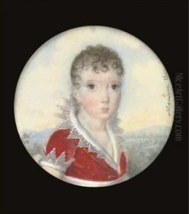 A Young Child In Scarlet Dress With Scalloped Collar And Cuffs