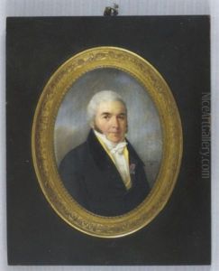 Monsieur Boulanger, Proprietaire Du Chateau De La Marche En Redingote Noire A Col De Velours, Gilet Jaune Et Fond De Ciel Nuageux Monsieur Boulanger, Proprietaire Du Chateau De La Marche En Redingote Noire A Col De Velours, Gilet Jaune Et Fond De Ciel Nuageux