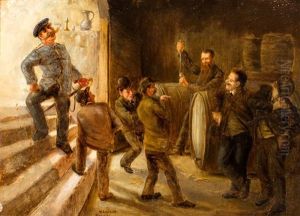 Drinkgelag In De Kelder by Hans Larwin